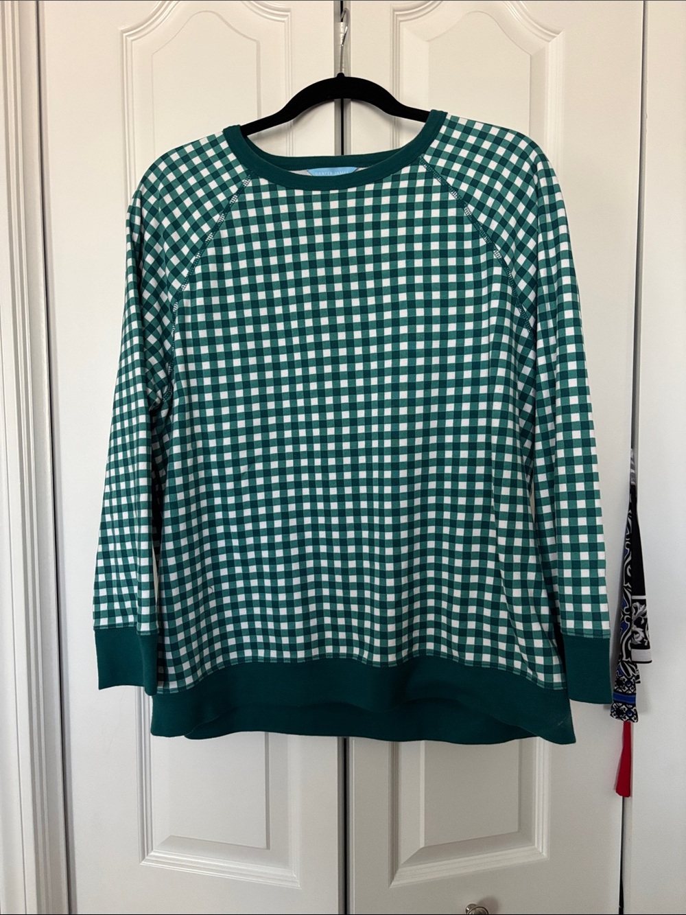 Draper James Green Gingham Women's Sweater